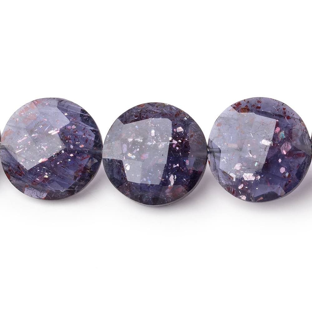 16-18mm Bloodshot Iolite-Sunstone Faceted Coin Beads 8.5 inch 12 pieces (ONLINE ORDER ONLY)