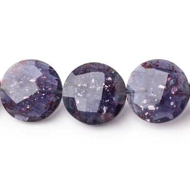 16-18mm Bloodshot Iolite-Sunstone Faceted Coin Beads 8.5 inch 12 pieces (ONLINE ORDER ONLY)
