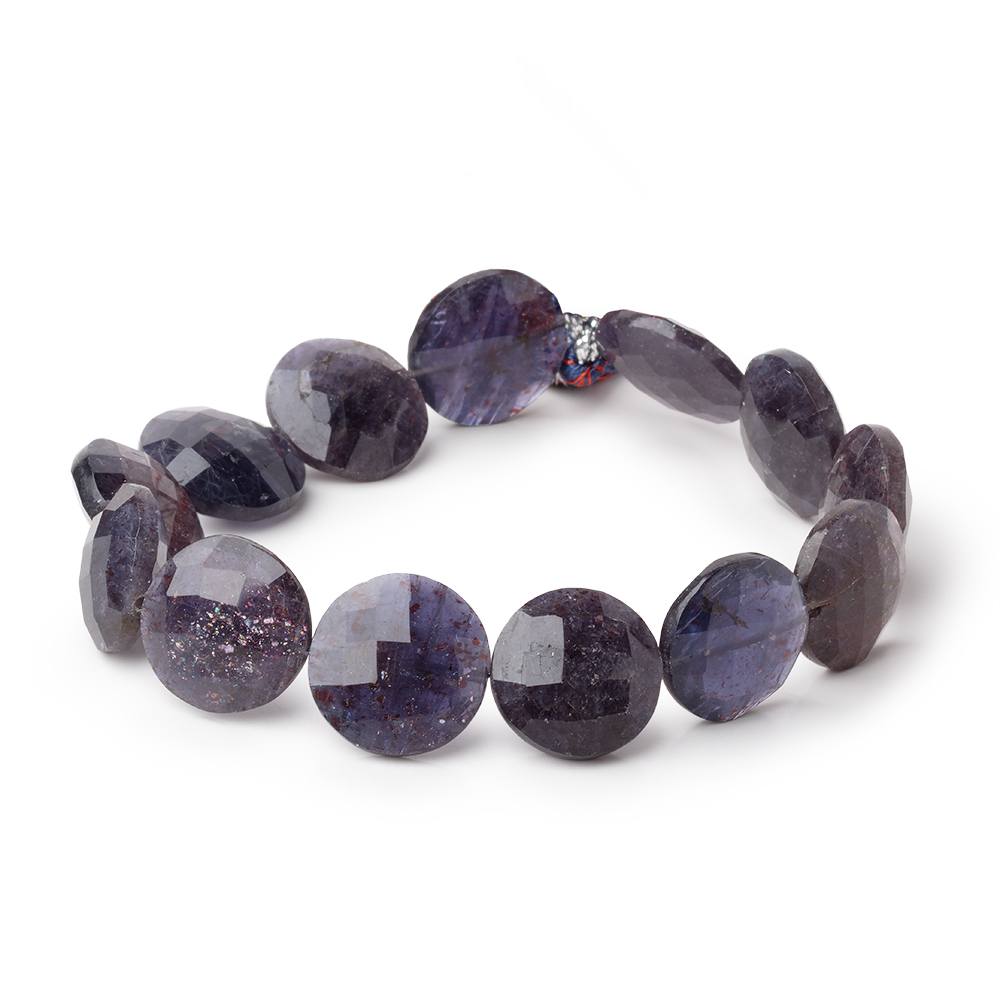 16-18mm Bloodshot Iolite-Sunstone Faceted Coin Beads 8.5 inch 12 pieces (ONLINE ORDER ONLY)