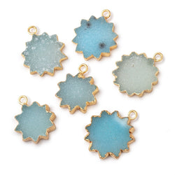 16-18mm Gold Leafed Blue Drusy Star Burst Pendant 1 focal piece (ONLINE ORDER ONLY)