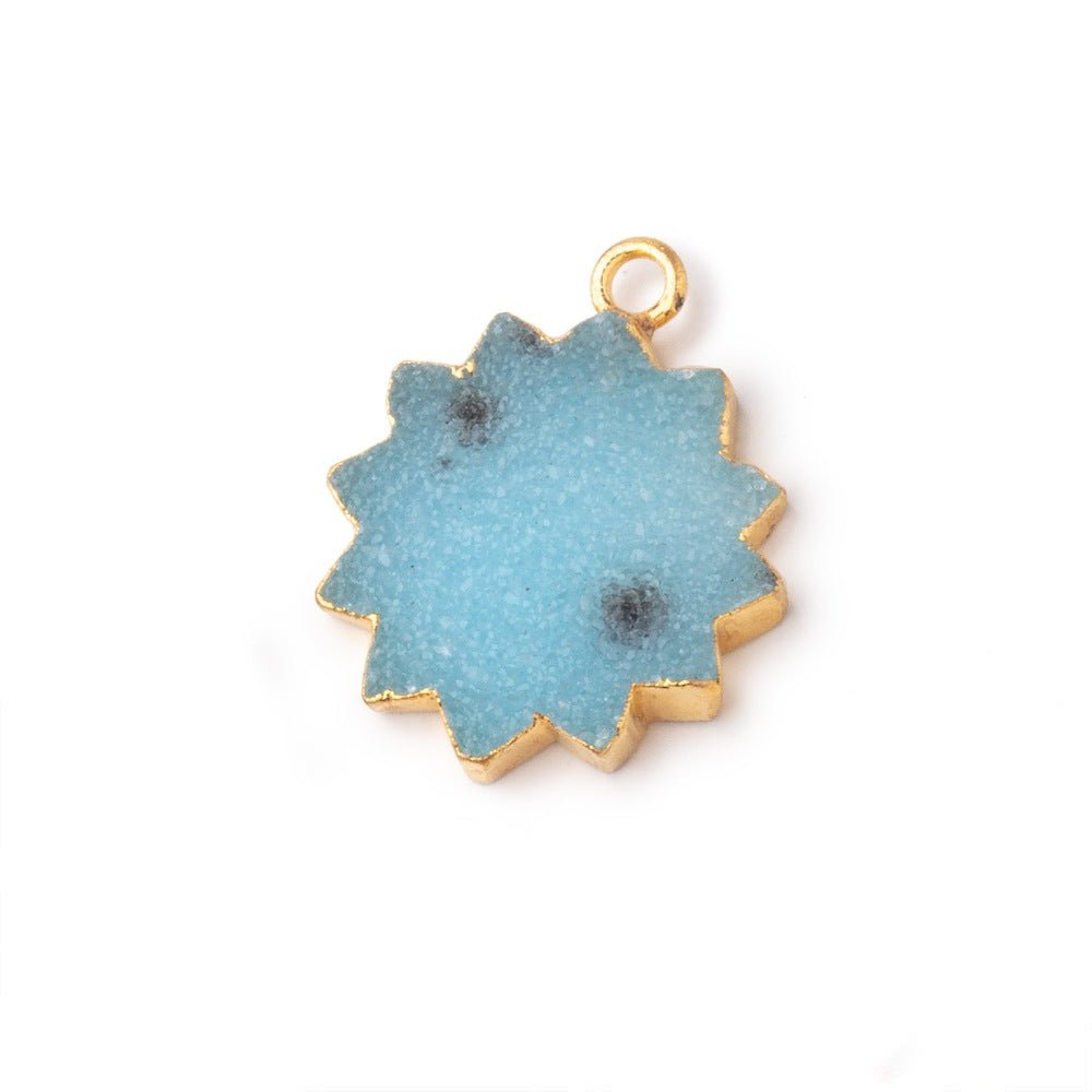 16-18mm Gold Leafed Blue Drusy Star Burst Pendant 1 focal piece (ONLINE ORDER ONLY)