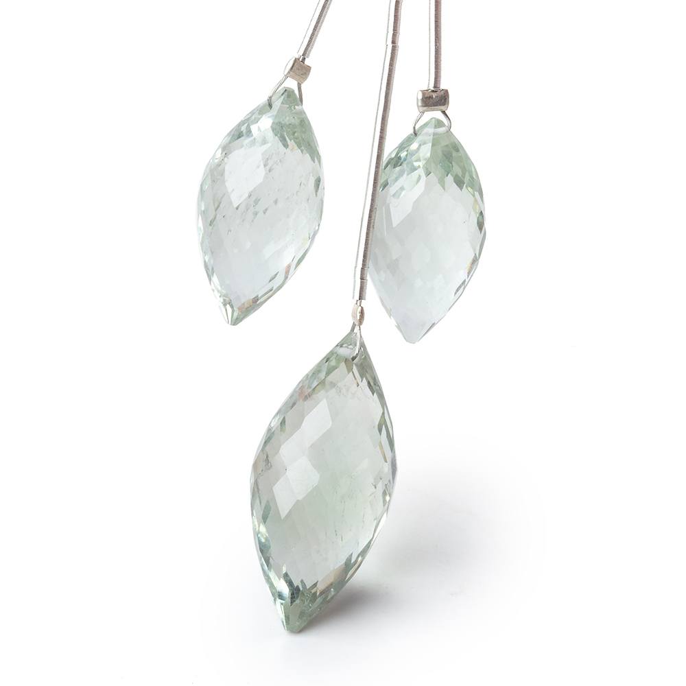 16-20mm Prasiolite Faceted Marquise Set of 3 Focal Beads (ONLINE ORDER ONLY)