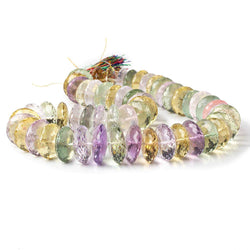 16-19mm Multi Gemstone German Faceted Rondelle Beads 16 inch 55 pieces  AAA (ONLINE ORDER ONLY)