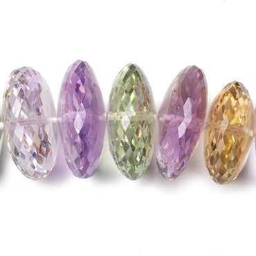 16-19mm Multi Gemstone German Faceted Rondelle Beads 16 inch 55 pieces  AAA (ONLINE ORDER ONLY)