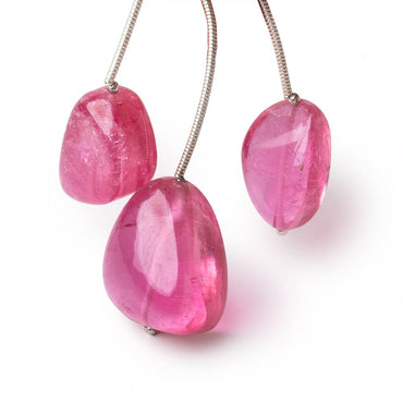 16-19mm Rubellite Tourmaline Plain Nugget Focal Beads Set of 3 AA (ONLINE ORDER ONLY)