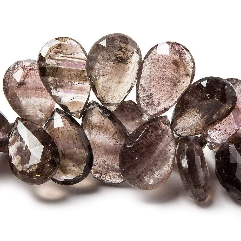 16-21mm Mossy and Tourmalinated Amethyst Beads Pear Briolette 6.5 inch 34 pieces (ONLINE ORDER ONLY)