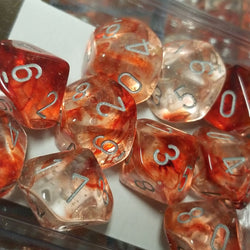Nebula Red/silver Luminary 7-Dice/16mm/12mm/30mm/Ten10's (Online Only)