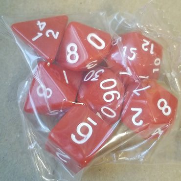 Red Opaque 7 Die Set Polyhedral Dice by BrycesDice RPG Magic D&D Unique Fun (Online Only)