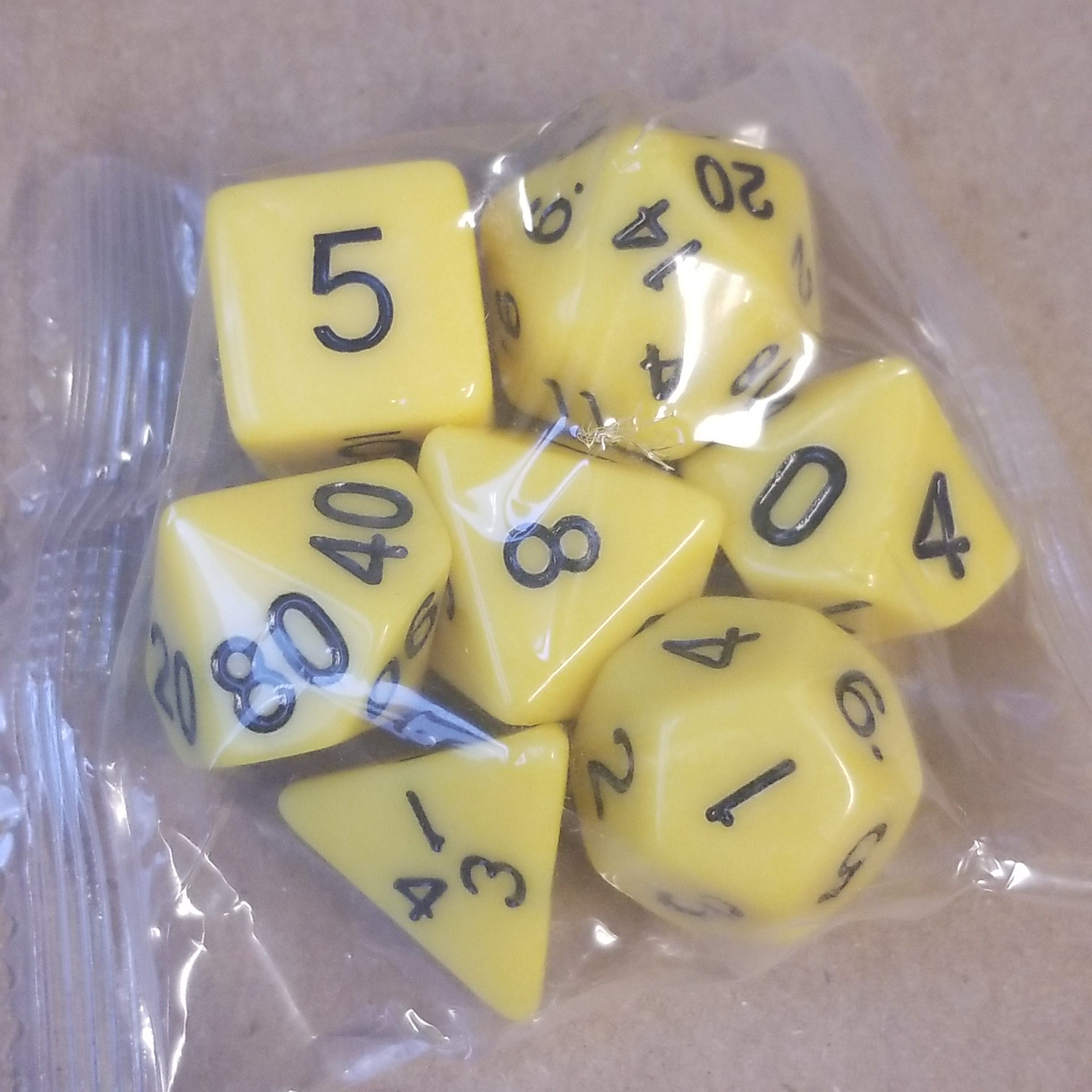 Yellow Opaque 7 Die Set Polyhedral Dice by BrycesDice RPG Magic D&D Unique (Online Only)