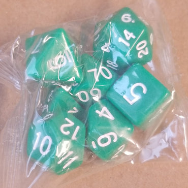 Green Opaque 7 Die Set Polyhedral Dice by BrycesDice RPG Magic D&D Unique Dragon (Online Only)