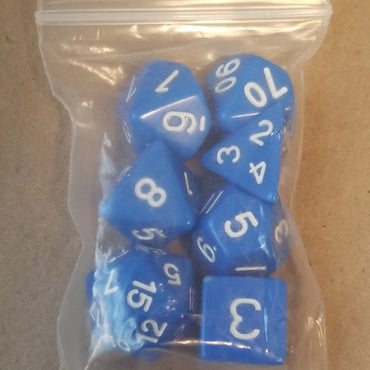 Blue Opaque 7 Die Set Polyhedral Dice by BrycesDice RPG Magic D&D Unique Roll (Online Only)