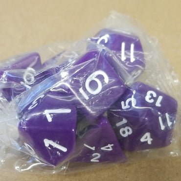 Purple Opaque 7 Die Set Polyhedral Dice by BrycesDice RPG Magic D&D Unique (Online Only)