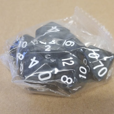 Black Opaque 7 Die Set Polyhedral Dice by BrycesDice RPG Magic D&D Unique (Online Only)