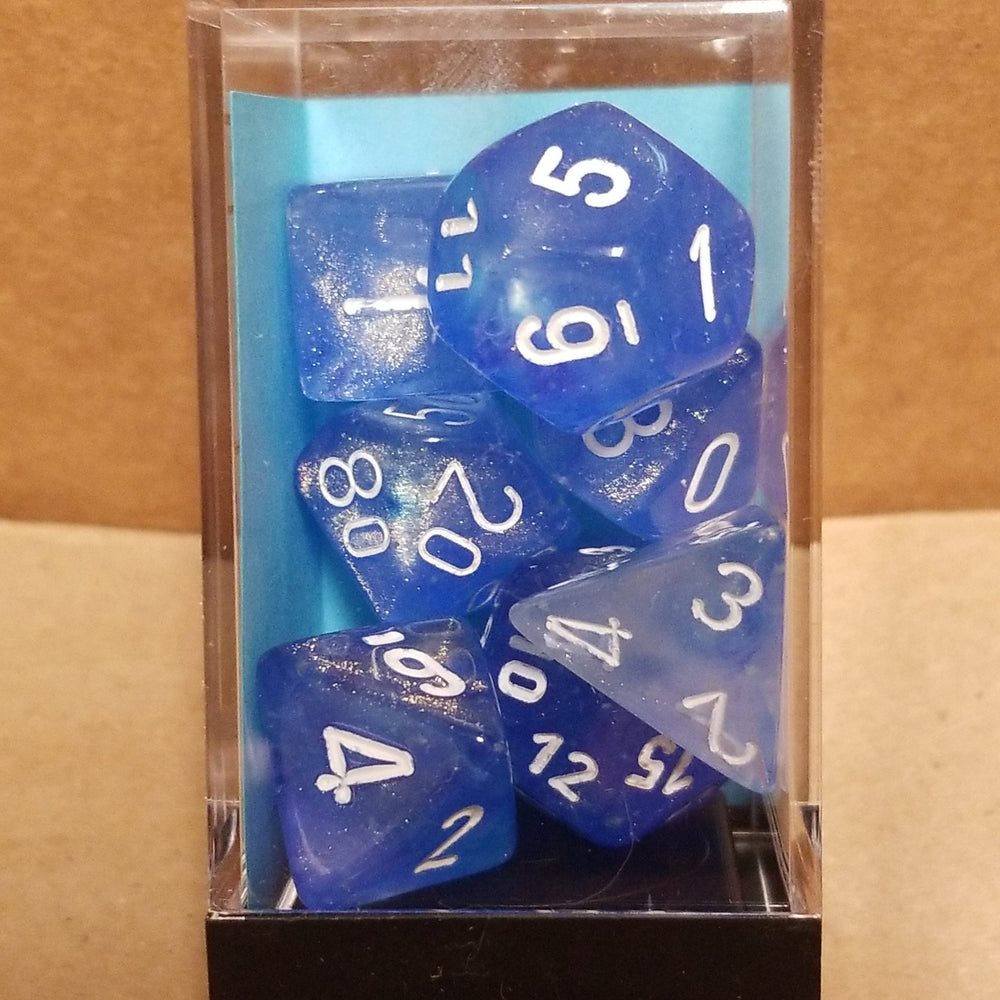 Borealis Sky Blue/white 7-Dice / 16mm / 12mm / 30mm Luminary (Online Only)