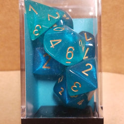 Borealis Teal/gold 7-Dice / 16mm / 12mm / 30mm Luminary (Online Only)