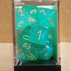 Borealis Light Green /gold 7-Dice / 16mm / 12mm Luminary (Online Only)