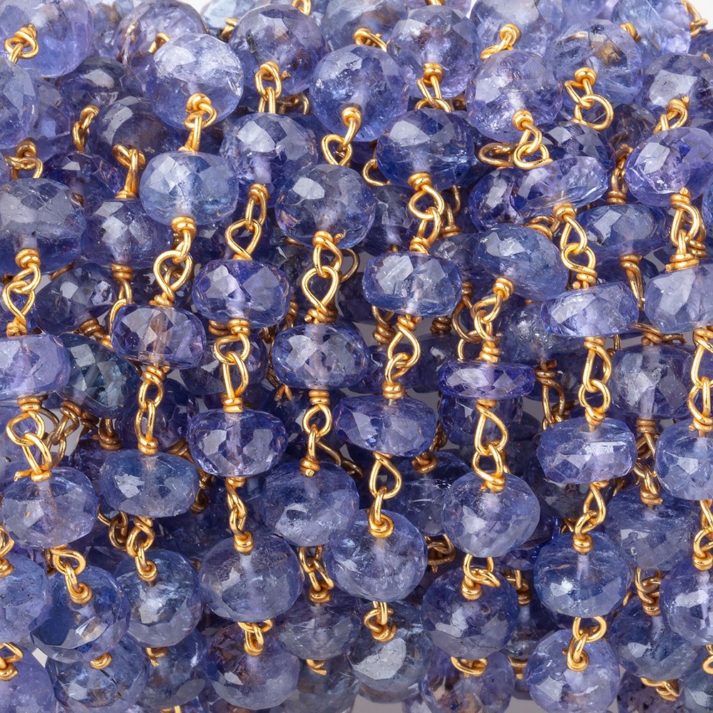 6mm Tanzanite Faceted Rondelles on Vermeil Hand Wrapped Chain AA (ONLINE ORDER ONLY)
