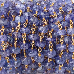 6mm Tanzanite Faceted Rondelles on Vermeil Hand Wrapped Chain AA (ONLINE ORDER ONLY)