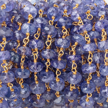 6mm Tanzanite Faceted Rondelles on Vermeil Hand Wrapped Chain AA (ONLINE ORDER ONLY)