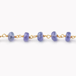 6mm Tanzanite Faceted Rondelles on Vermeil Hand Wrapped Chain AA (ONLINE ORDER ONLY)