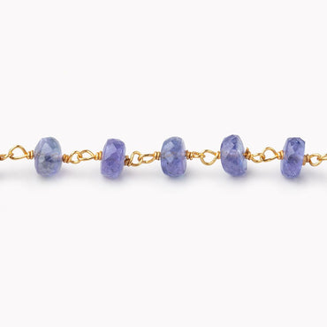 6mm Tanzanite Faceted Rondelles on Vermeil Hand Wrapped Chain AA (ONLINE ORDER ONLY)