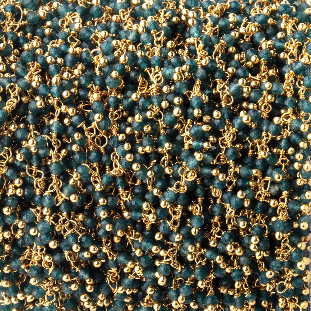 2mm London Blue Quartz Gold plated Dangling Chain by the foot (ONLINE ORDER ONLY)