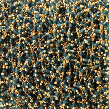 2mm London Blue Quartz Gold plated Dangling Chain by the foot (ONLINE ORDER ONLY)