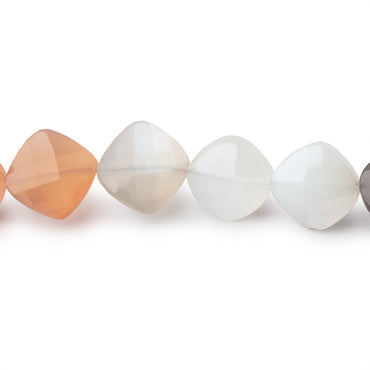 9mm Multi Color Moonstone Faceted Pillow Beads 8 inch 18 pieces AA (ONLINE ORDER ONLY)
