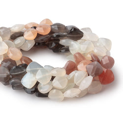 9mm Multi Color Moonstone Faceted Pillow Beads 8 inch 18 pieces AA (ONLINE ORDER ONLY)