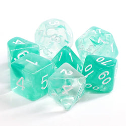 Lake Teal Swirl with White Numbering 7-Dice Set RPG (Online Only)