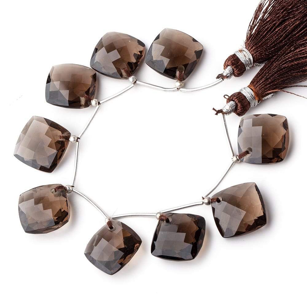16.5-17mm Smoky Quartz Faceted Pillow Beads 5 inch 9 pieces (ONLINE ORDER ONLY)