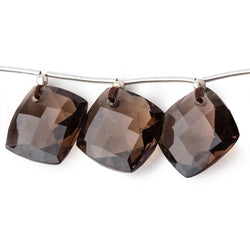 16.5-17mm Smoky Quartz Faceted Pillow Beads 5 inch 9 pieces (ONLINE ORDER ONLY)