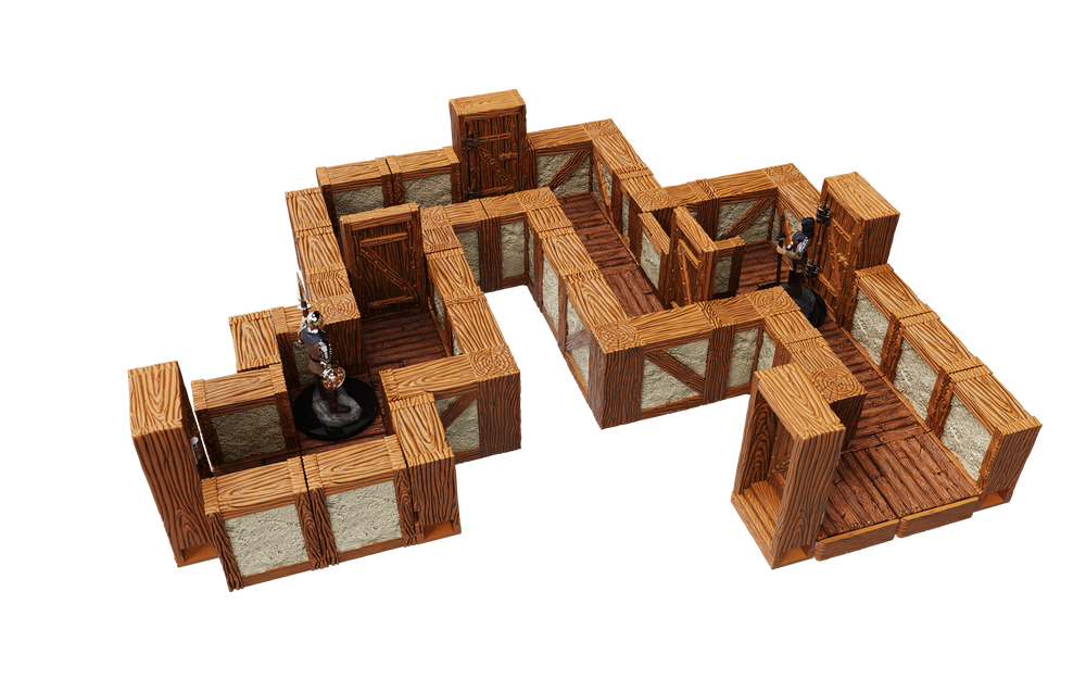 WarLock Tiles: Expansion Pack - 1 in. Town & Village Straight Walls (ONLINE ORDER ONLY)