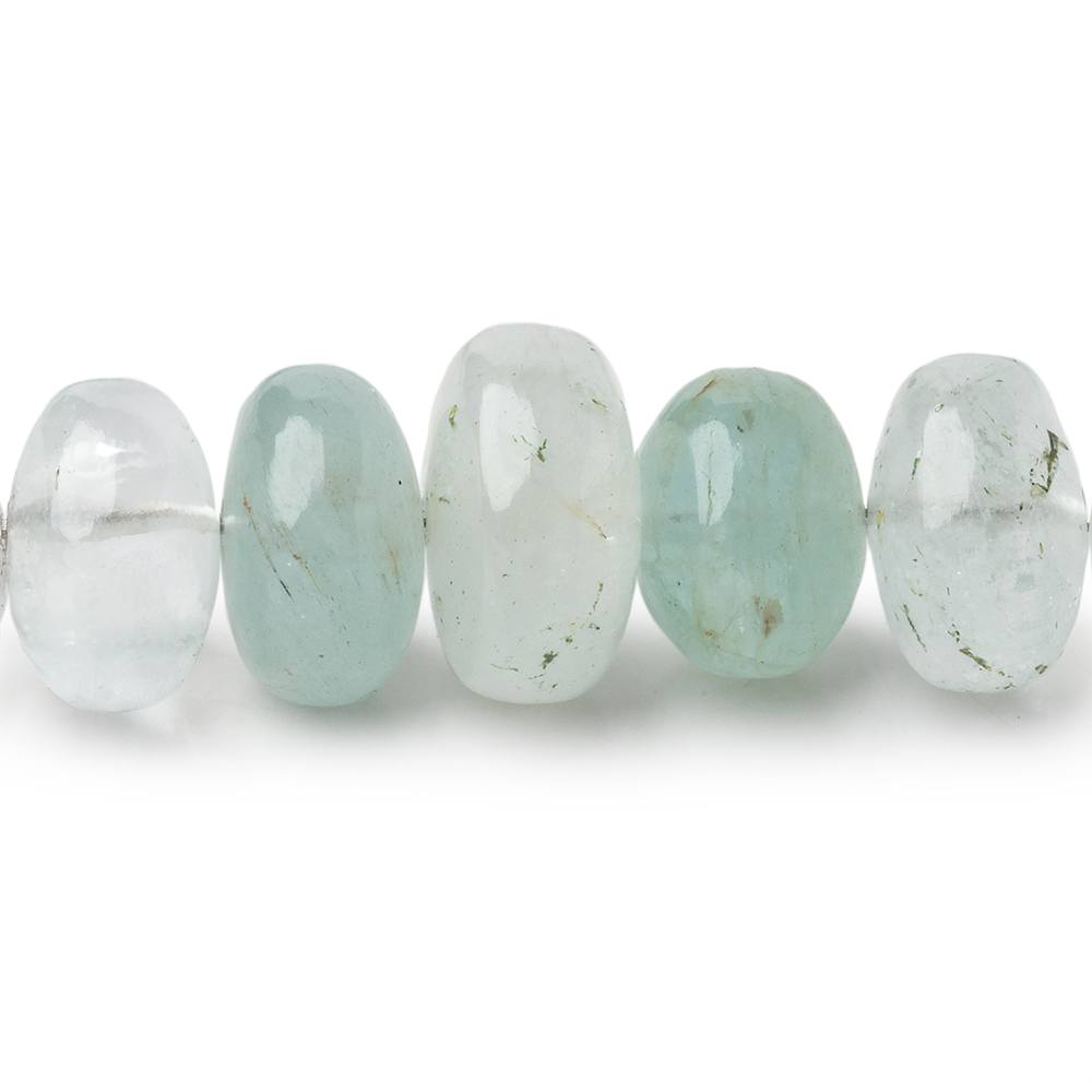 9-13mm Shaded Aquamarine Plain Rondelles 18 inch 81 beads AA (ONLINE ORDER ONLY)