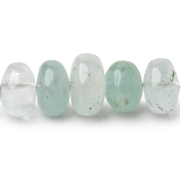 9-13mm Shaded Aquamarine Plain Rondelles 18 inch 81 beads AA (ONLINE ORDER ONLY)