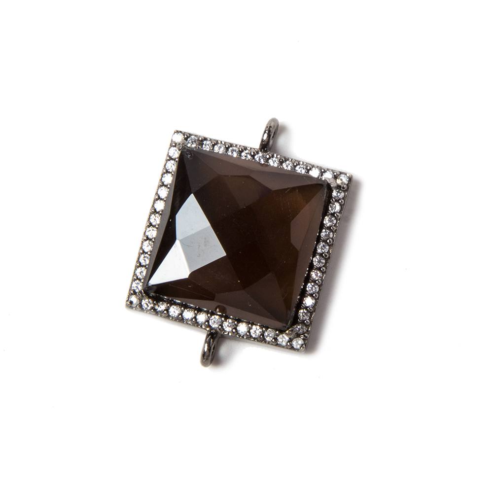 16.5mm Black Gold CZ Bezel Smoky Quartz Faceted Square Connector 1 piece (ONLINE ORDER ONLY)