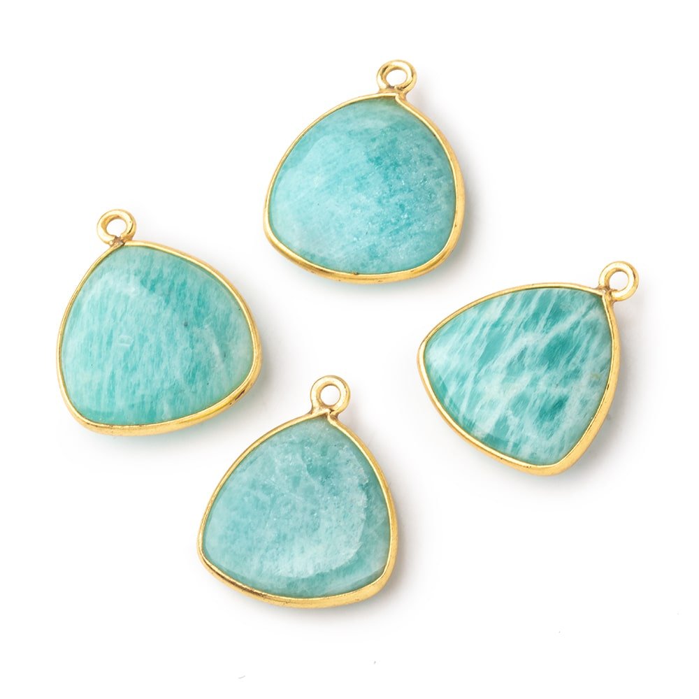 16.5mm Vermeil Bezel Amazonite Plain Triangle Pendant 1 Focal Bead (ONLINE ORDER ONLY)