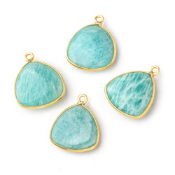 16.5mm Vermeil Bezel Amazonite Plain Triangle Pendant 1 Focal Bead (ONLINE ORDER ONLY)
