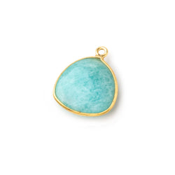 16.5mm Vermeil Bezel Amazonite Plain Triangle Pendant 1 Focal Bead (ONLINE ORDER ONLY)