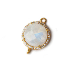16.5mm Vermeil CZ Bezel Rainbow Moonstone Coin Connector 1 piece (ONLINE ORDER ONLY)