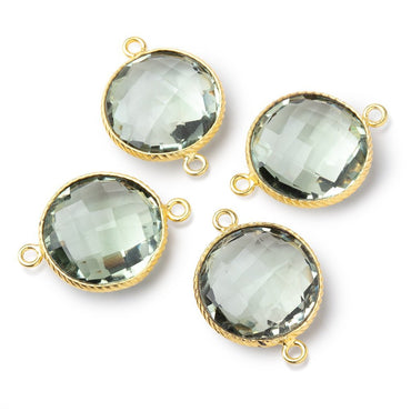 16.5mm Vermeil Rope Bezel Prasiolite Faceted Coin Connector 1 piece (ONLINE ORDER ONLY)