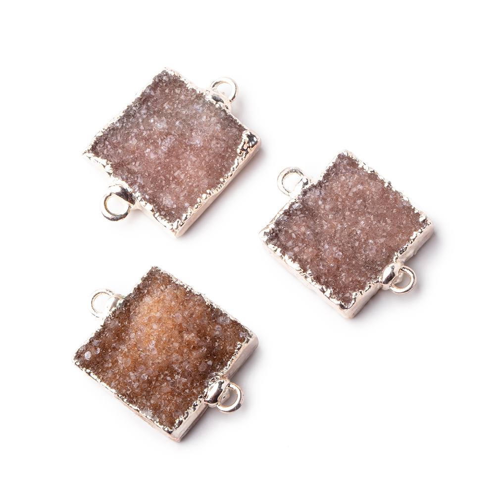 16.5x16.5mm Silver Leafed Square Drusy Focal Connector 1 piece (ONLINE ORDER ONLY)
