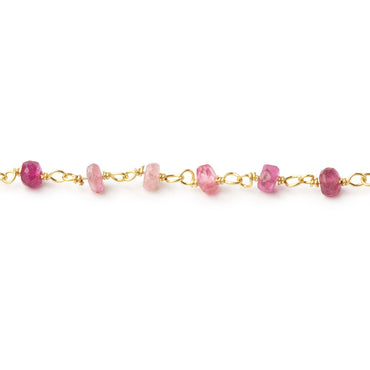 3.5mm Pink Tourmaline faceted rondelle Vermeil Chain by the foot 43 pcs (ONLINE ORDER ONLY)