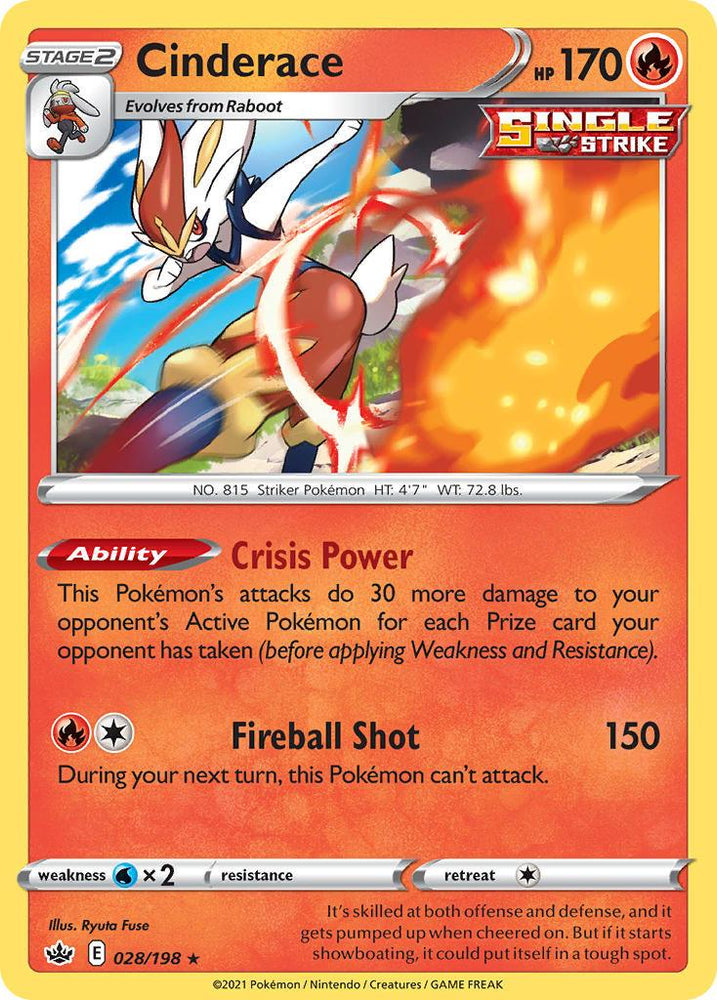Cinderace (028/198) (Theme Deck Exclusive) [Sword & Shield: Chilling Reign] (Online Only)