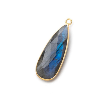 31x12mm Vermeil Bezel Labradorite faceted Pear Pendant 1 piece (ONLINE ORDER ONLY)