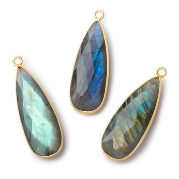 31x12mm Vermeil Bezel Labradorite faceted Pear Pendant 1 piece (ONLINE ORDER ONLY)