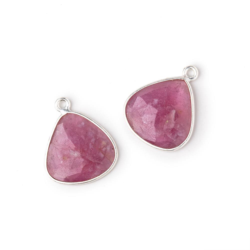 16mm .925 Silver Bezel Pink Tourmaline Faceted Heart Set of 2 Pendants (ONLINE ORDER ONLY)