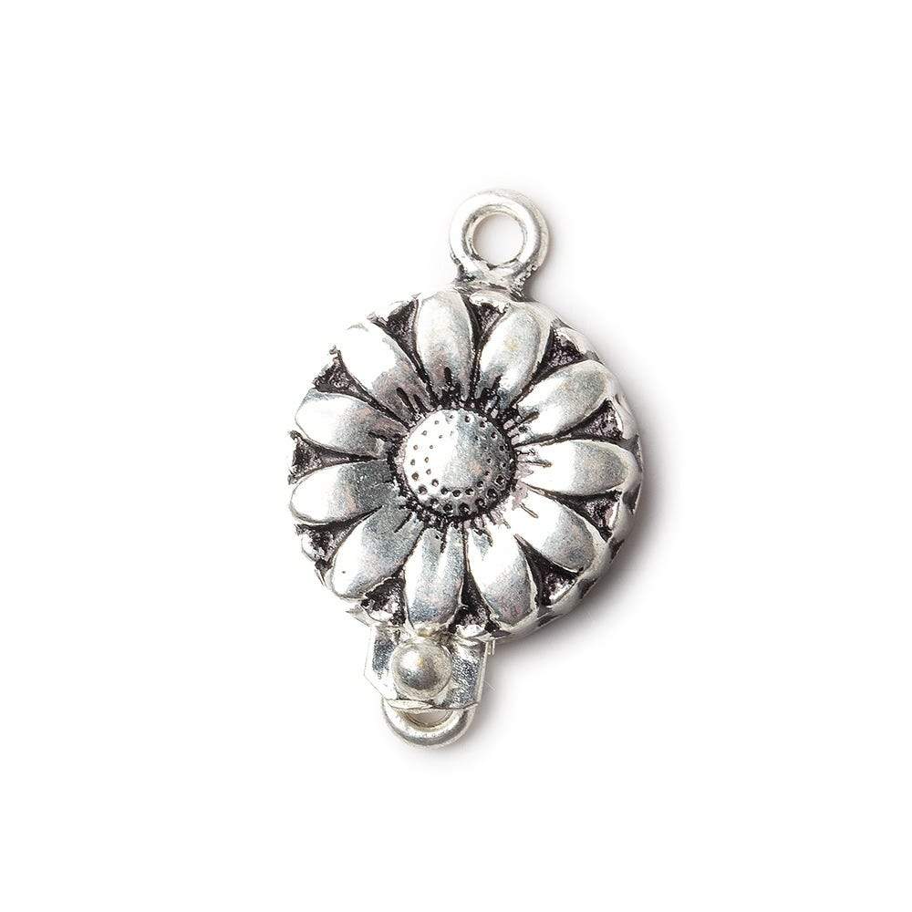16mm Antiqued Sterling Silver plated Box Clasp Daisy Design 1 piece (ONLINE ORDER ONLY)