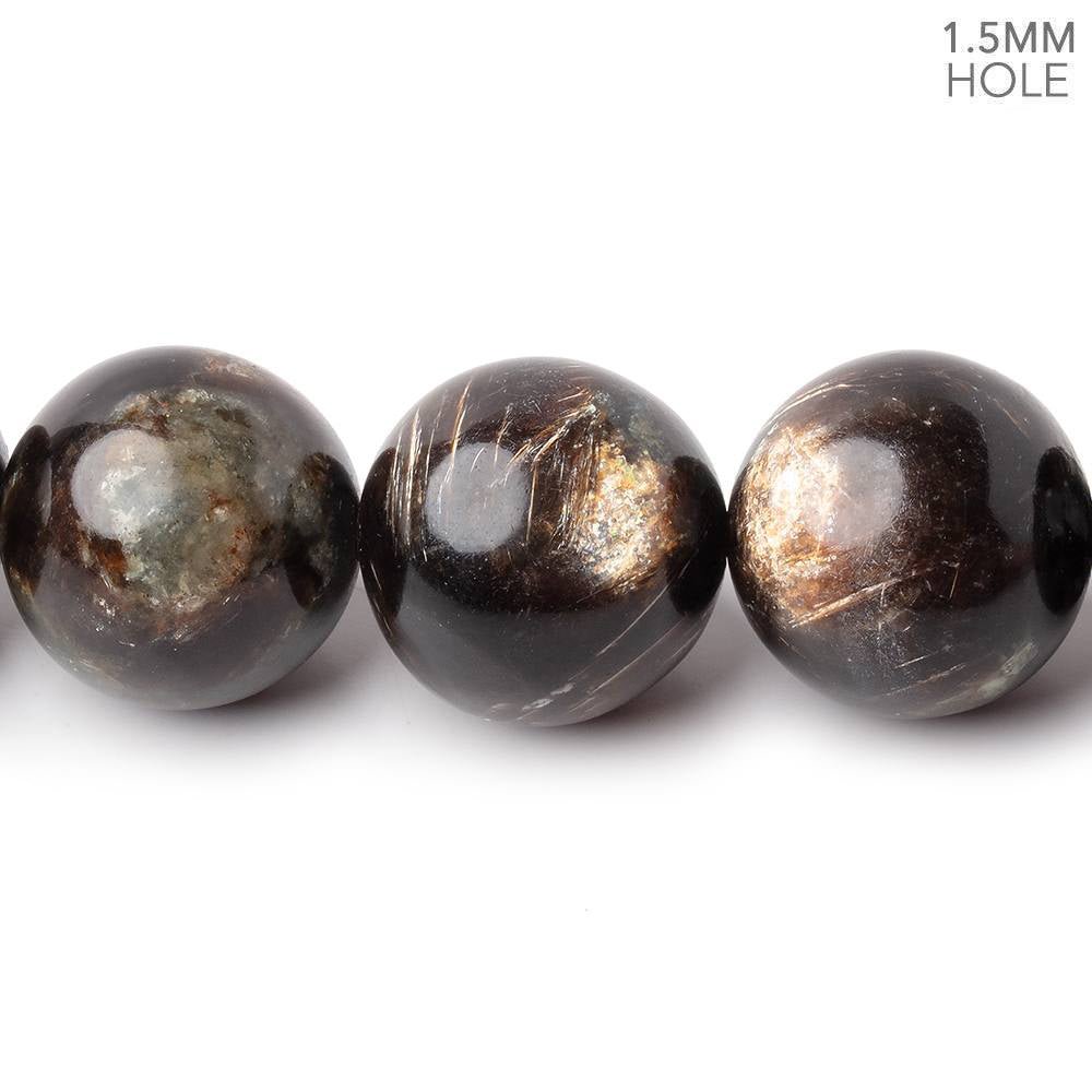 16mm Black Tourmaline in Muscovite Plain Rounds 15.5 inch 25 Beads (ONLINE ORDER ONLY)