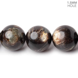 16mm Black Tourmaline in Muscovite Plain Rounds 15.5 inch 25 Beads (ONLINE ORDER ONLY)